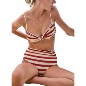 NEW JOHANNA ORTIZ marinera bikini bottom in ecru-red